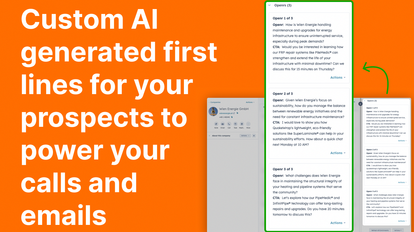 AI-generated conversation starters displayed in a custom card.